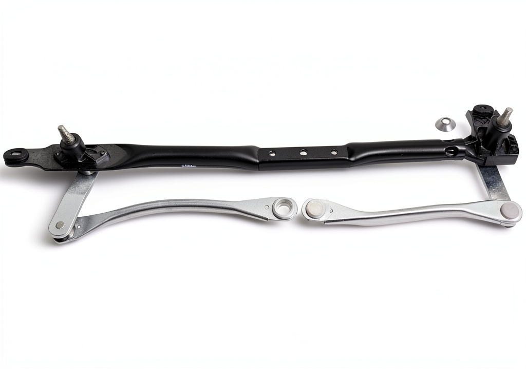 APDTY wiper linkage installed on a vehicle front windshield